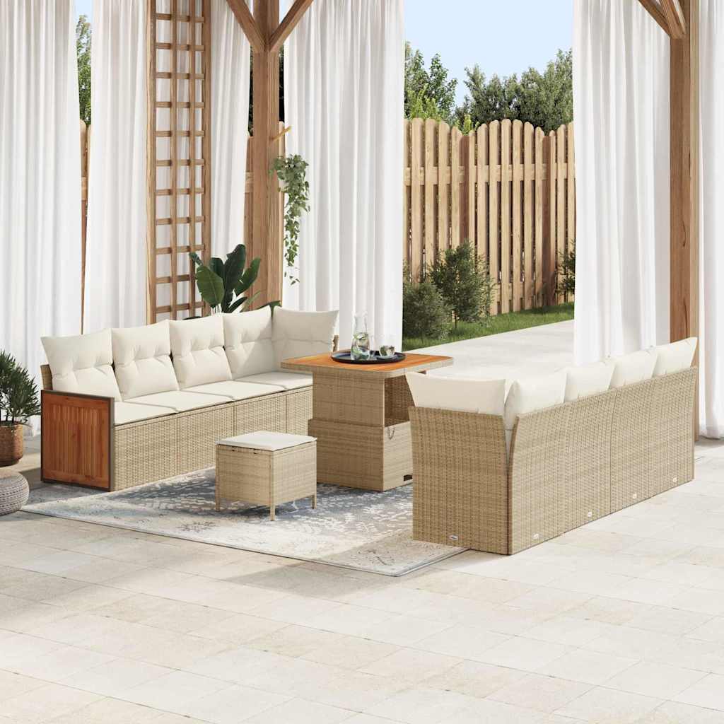 Set Divano da Giardino 12 pcs Beige e Crema polyrattan | homemem39