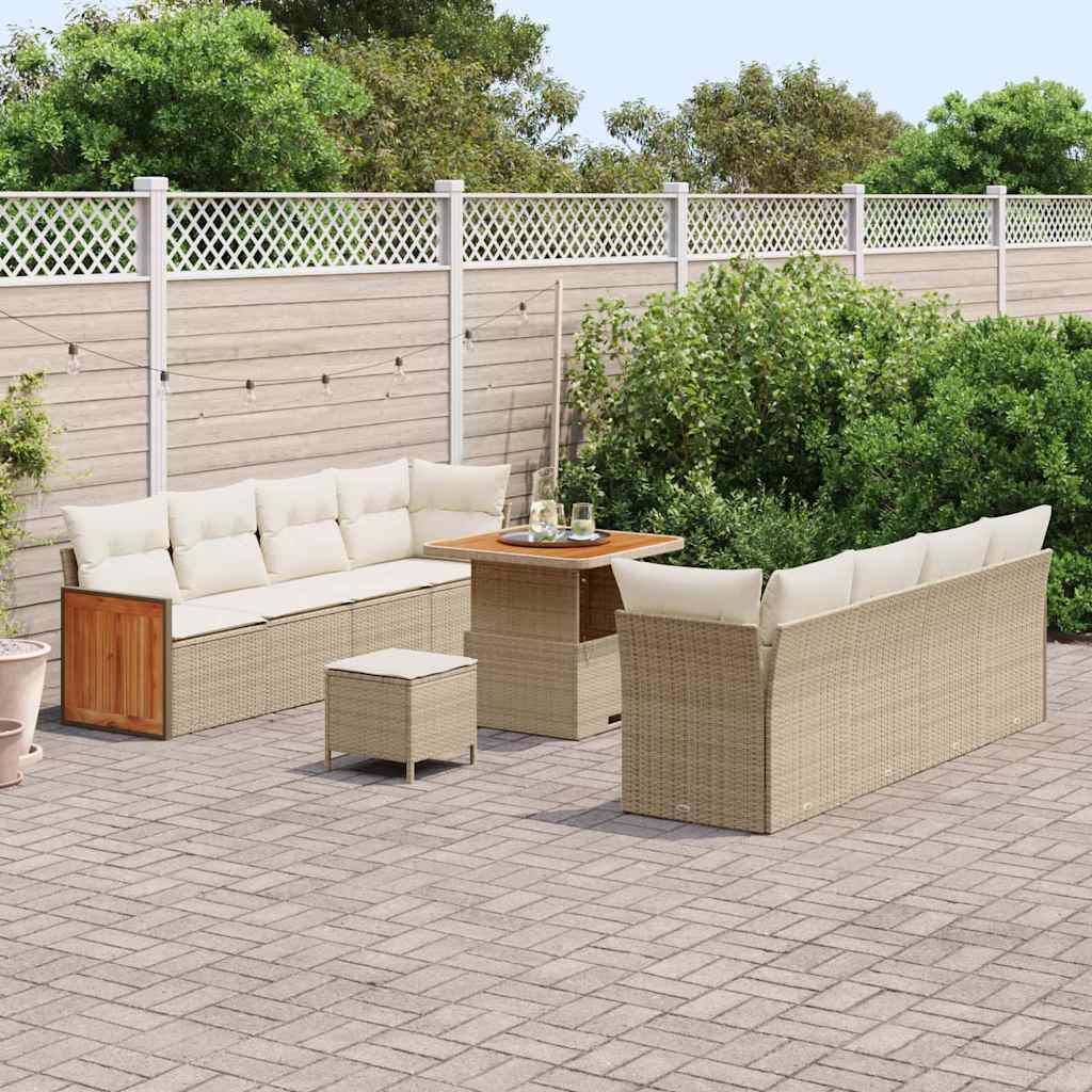 Set Divano da Giardino 12 pcs Beige e Crema polyrattan | homemem39