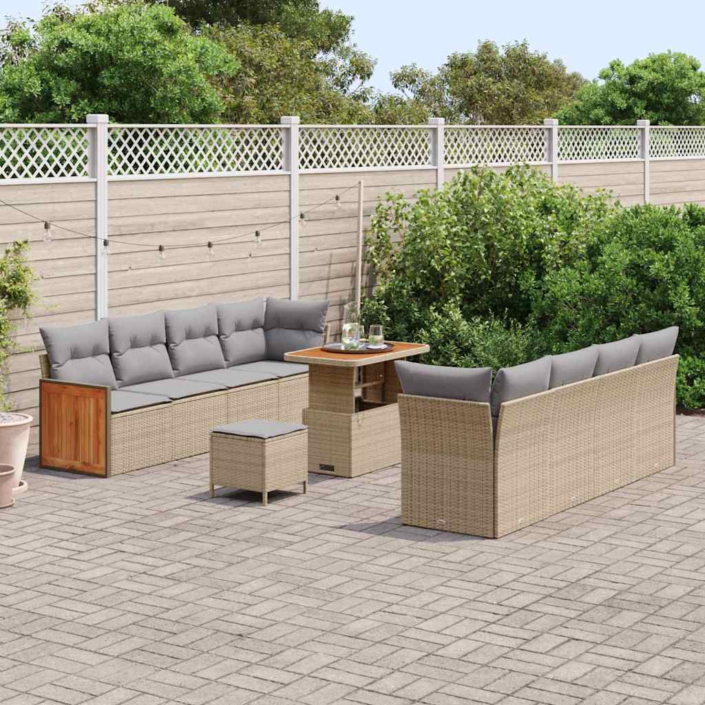 Set Divano da Giardino 12 pcs Beige e Grigio Chiaro polyrattan | homemem39