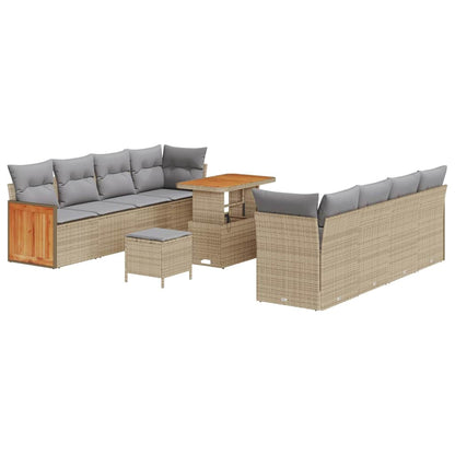 Set Divano da Giardino 12 pcs Beige e Grigio Chiaro polyrattan | homemem39