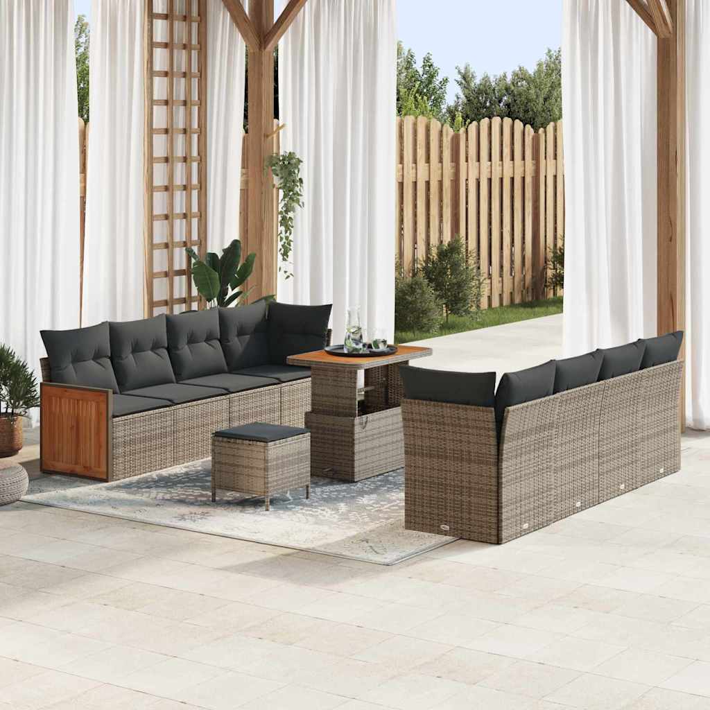 Set Divano da Giardino con cuscino 12 pcs Grigio polyrattan | homemem39
