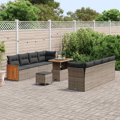 Set Divano da Giardino con cuscino 12 pcs Grigio polyrattan | homemem39