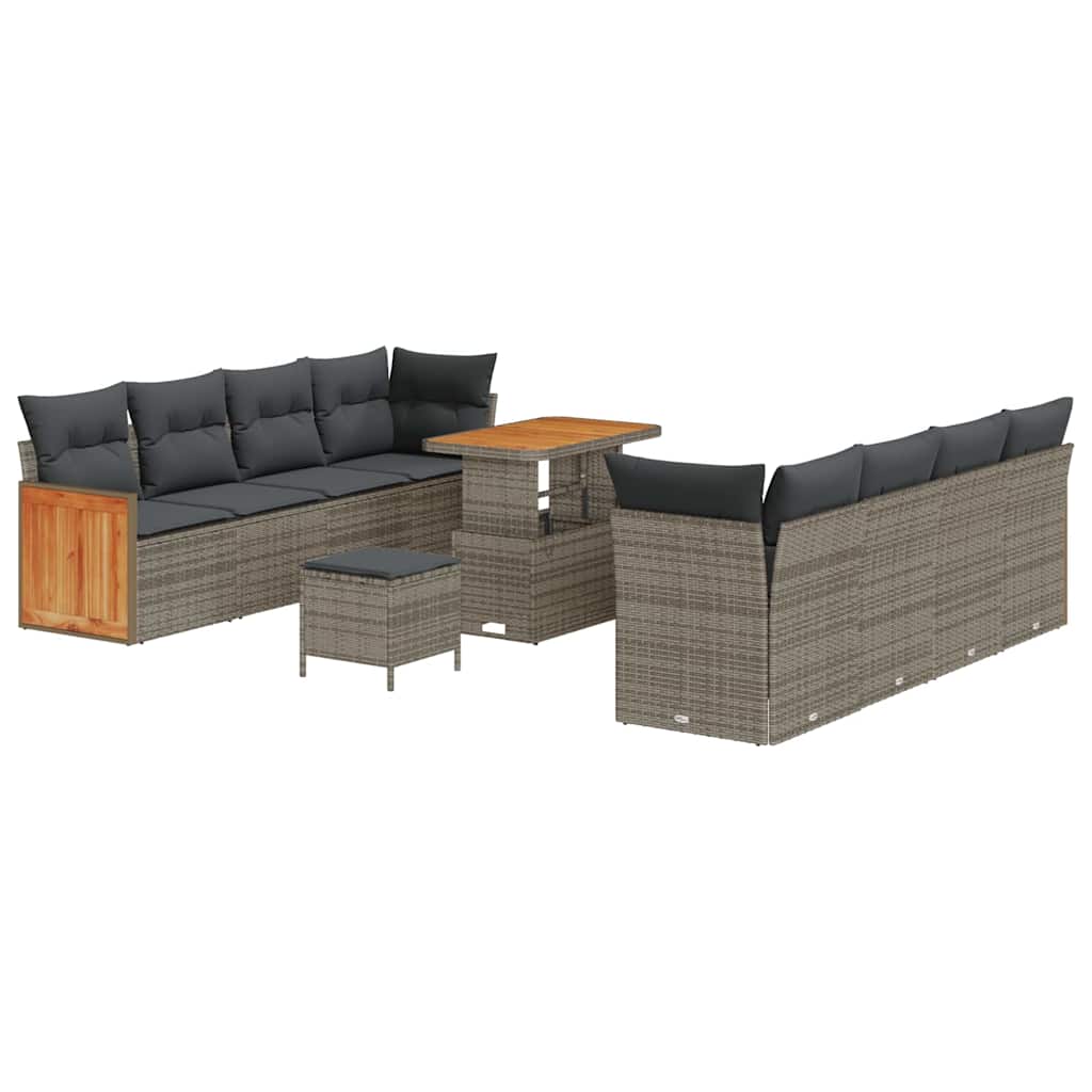 Set Divano da Giardino con cuscino 12 pcs Grigio polyrattan | homemem39