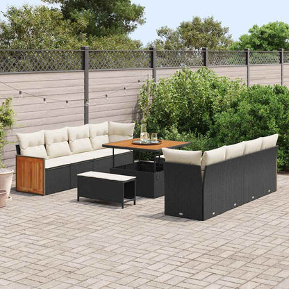 Set Divano da Giardino Nero e Crema 231 x 224 x 85 cm | homemem39