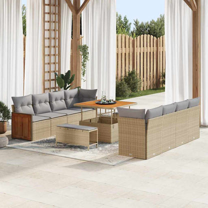 Set Divano da Giardino 12 pcs Beige e Grigio Chiaro polyrattan | homemem39