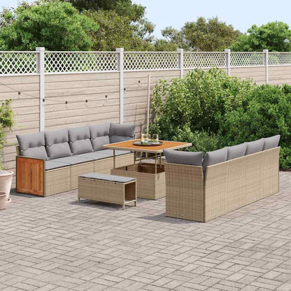 Set Divano da Giardino 12 pcs Beige e Grigio Chiaro polyrattan | homemem39