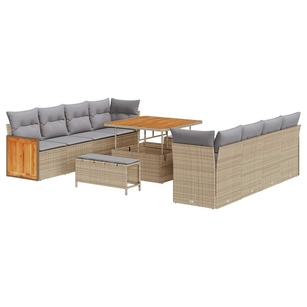 Set Divano da Giardino 12 pcs Beige e Grigio Chiaro polyrattan | homemem39