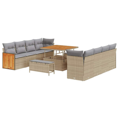 Set Divano da Giardino 12 pcs Beige e Grigio Chiaro polyrattan | homemem39