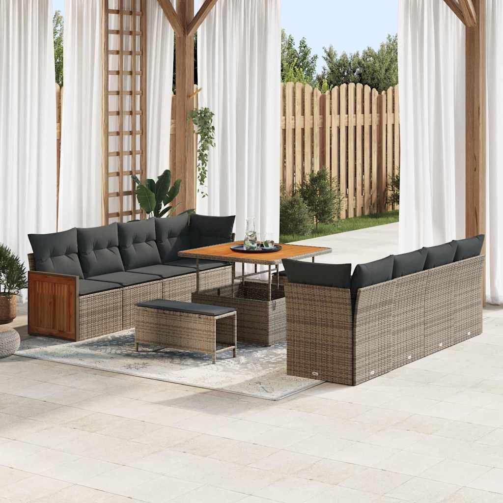 Set Divano da Giardino Grigio 231 x 224 x 85 cm polyrattan | homemem39
