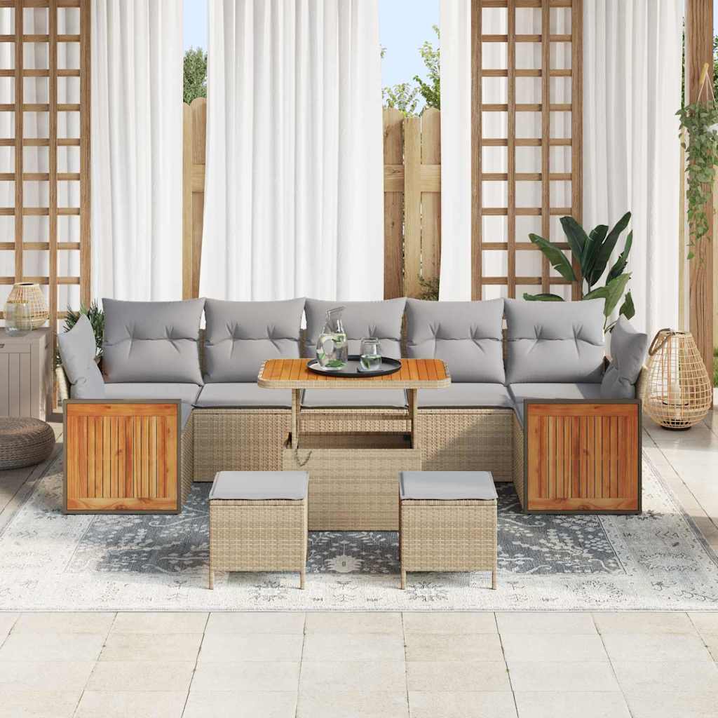Set Divano da Giardino 13 pcs Beige e Grigio Chiaro polyrattan | homemem39