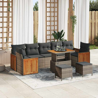 Set Divano da Giardino con cuscino 13 pcs Grigio polyrattan | homemem39