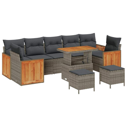 Set Divano da Giardino con cuscino 13 pcs Grigio polyrattan | homemem39