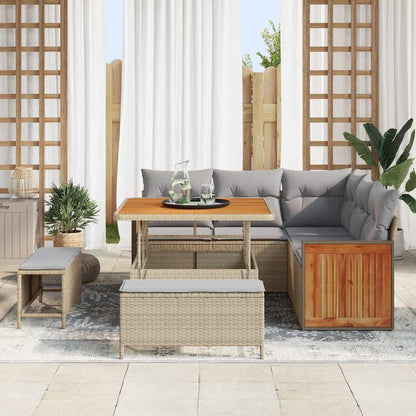 Set Divano da Giardino 9 pcs Beige e Grigio Chiaro polyrattan | homemem39