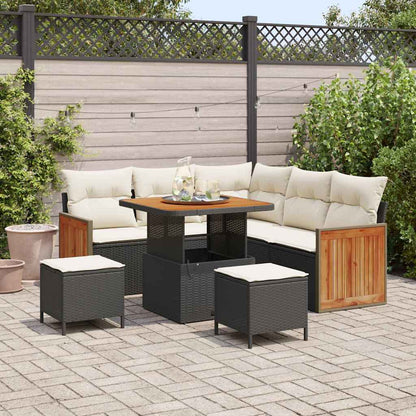 Set Divano da Giardino 9 pcs Nero e Crema polyrattan | homemem39