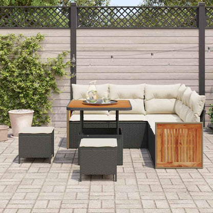 Set Divano da Giardino 9 pcs Nero e Crema polyrattan | homemem39