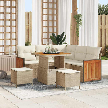 Set Divano da Giardino 9 pz 6-Numero di posti Beige e Crema | homemem39