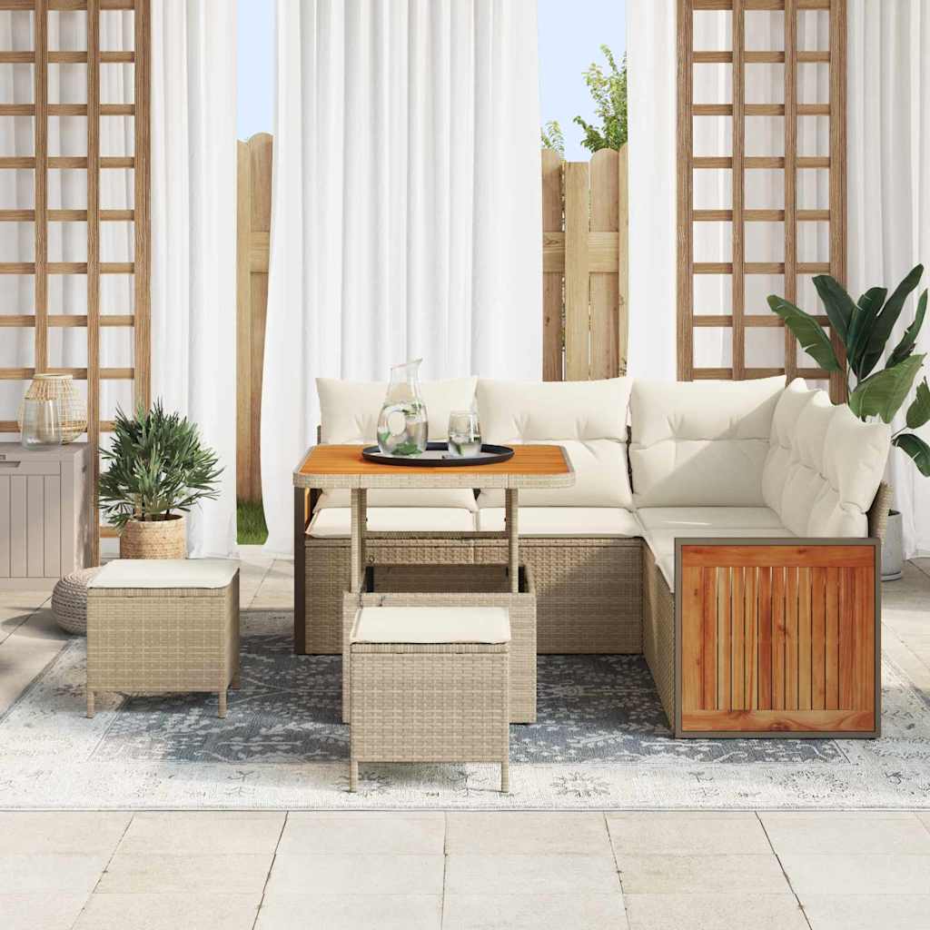 Set Divano da Giardino 9 pz 6-Numero di posti Beige e Crema | homemem39