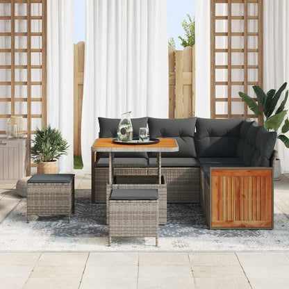 Set Divano da Giardino con cuscino 9 pcs Grigio polyrattan | homemem39