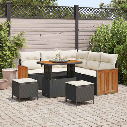 Set Divano da Giardino 9 pcs Nero e Crema polyrattan | homemem39
