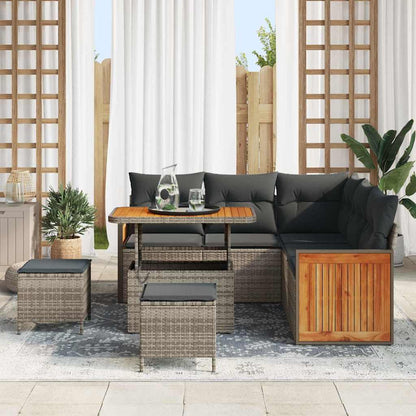 Set Divano da Giardino 8 pcs Grigio polyrattan