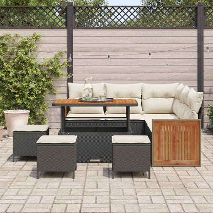 Set Divano da Giardino 9 pcs Nero e Crema polyrattan | homemem39