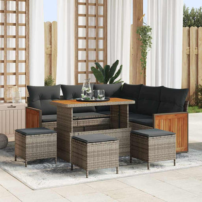 Set Divano da Giardino 8 pcs Grigio Grigio scuro polyrattan