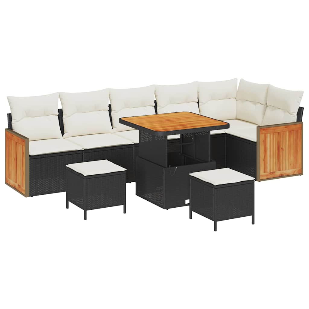 Set Divano da Giardino 11 pcs Nero e Crema polyrattan | homemem39