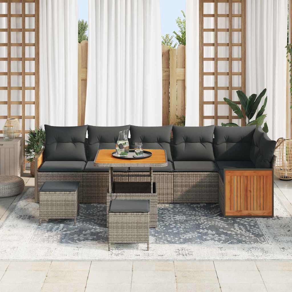 Set Divano da Giardino con cuscino 11 pcs Grigio polyrattan | homemem39