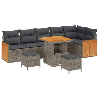 Set Divano da Giardino con cuscino 11 pcs Grigio polyrattan | homemem39