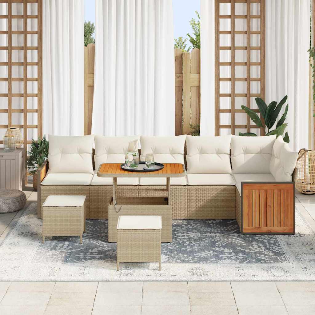 Set Divano da Giardino 11 pcs Beige e Crema polyrattan | homemem39