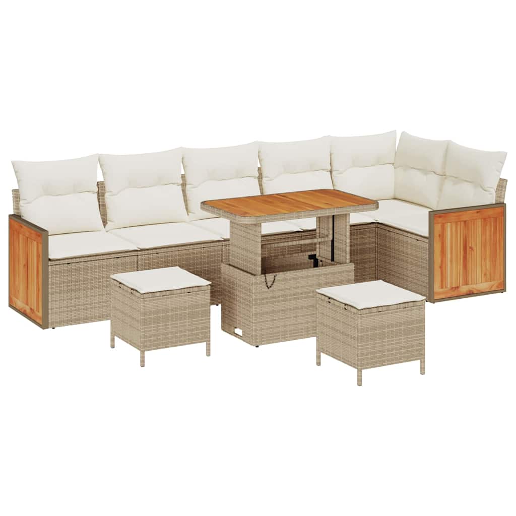 Set Divano da Giardino 11 pcs Beige e Crema polyrattan | homemem39