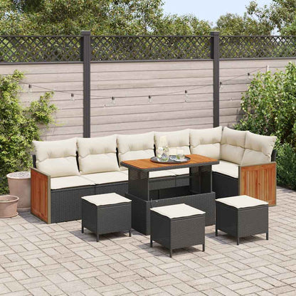 Set Divano da Giardino 12 pcs Nero e Crema polyrattan | homemem39