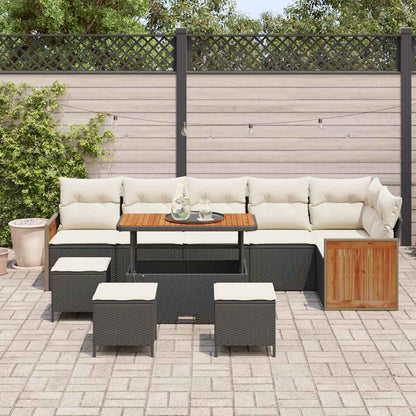 Set Divano da Giardino 12 pcs Nero e Crema polyrattan | homemem39