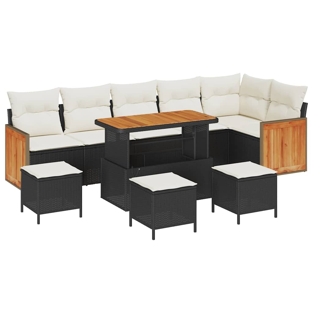 Set Divano da Giardino 12 pcs Nero e Crema polyrattan | homemem39