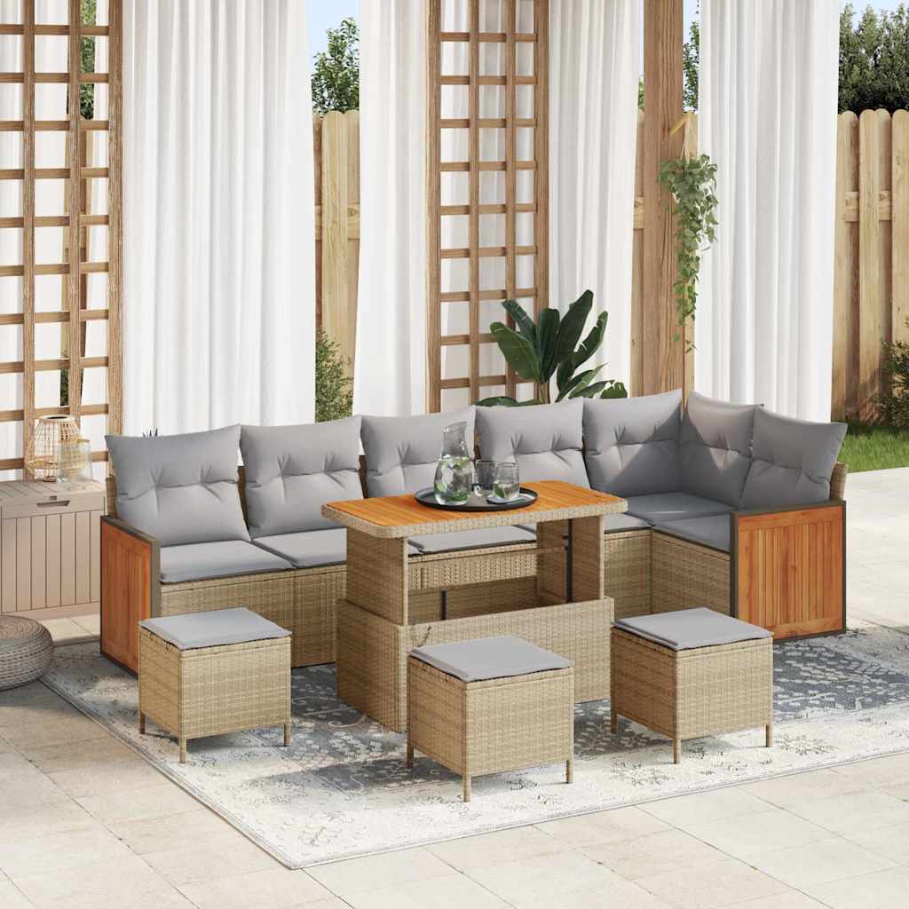Set Divano da Giardino 12 pcs Beige e Grigio Chiaro polyrattan | homemem39