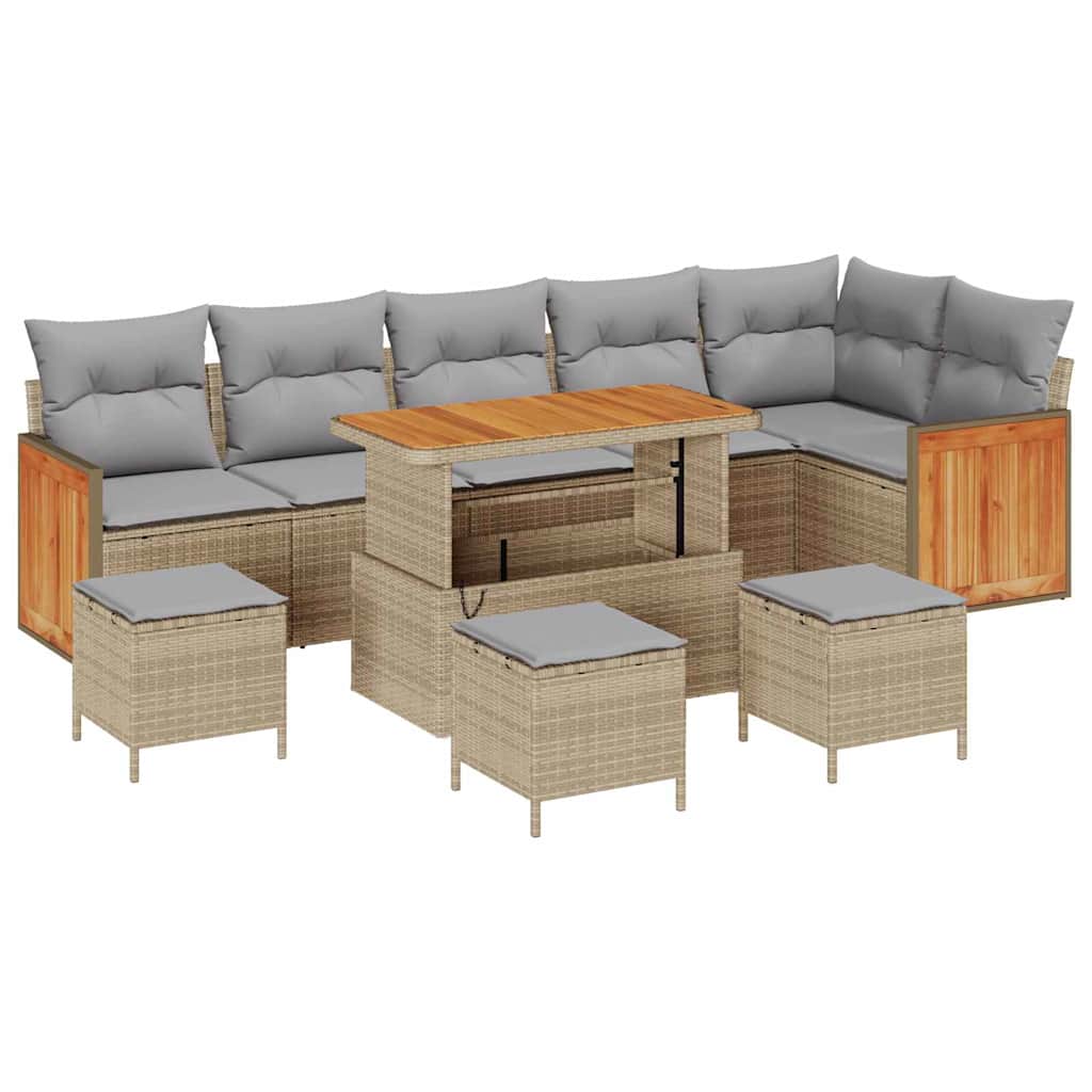 Set Divano da Giardino 12 pcs Beige e Grigio Chiaro polyrattan | homemem39