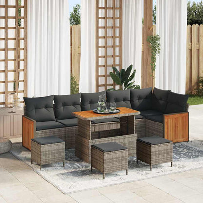 Set Divano da Giardino 10 pcs Grigio Grigio scuro polyrattan
