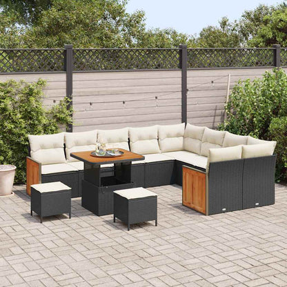 Set Divano da Giardino 13 pcs Nero e Crema polyrattan | homemem39