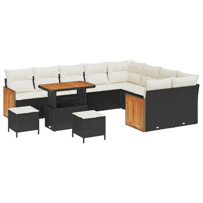 Set Divano da Giardino 13 pcs Nero e Crema polyrattan | homemem39