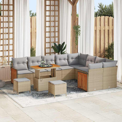 Set Divano da Giardino 13 pcs Beige e Grigio Chiaro polyrattan | homemem39