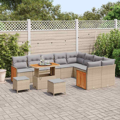 Set Divano da Giardino 13 pcs Beige e Grigio Chiaro polyrattan | homemem39