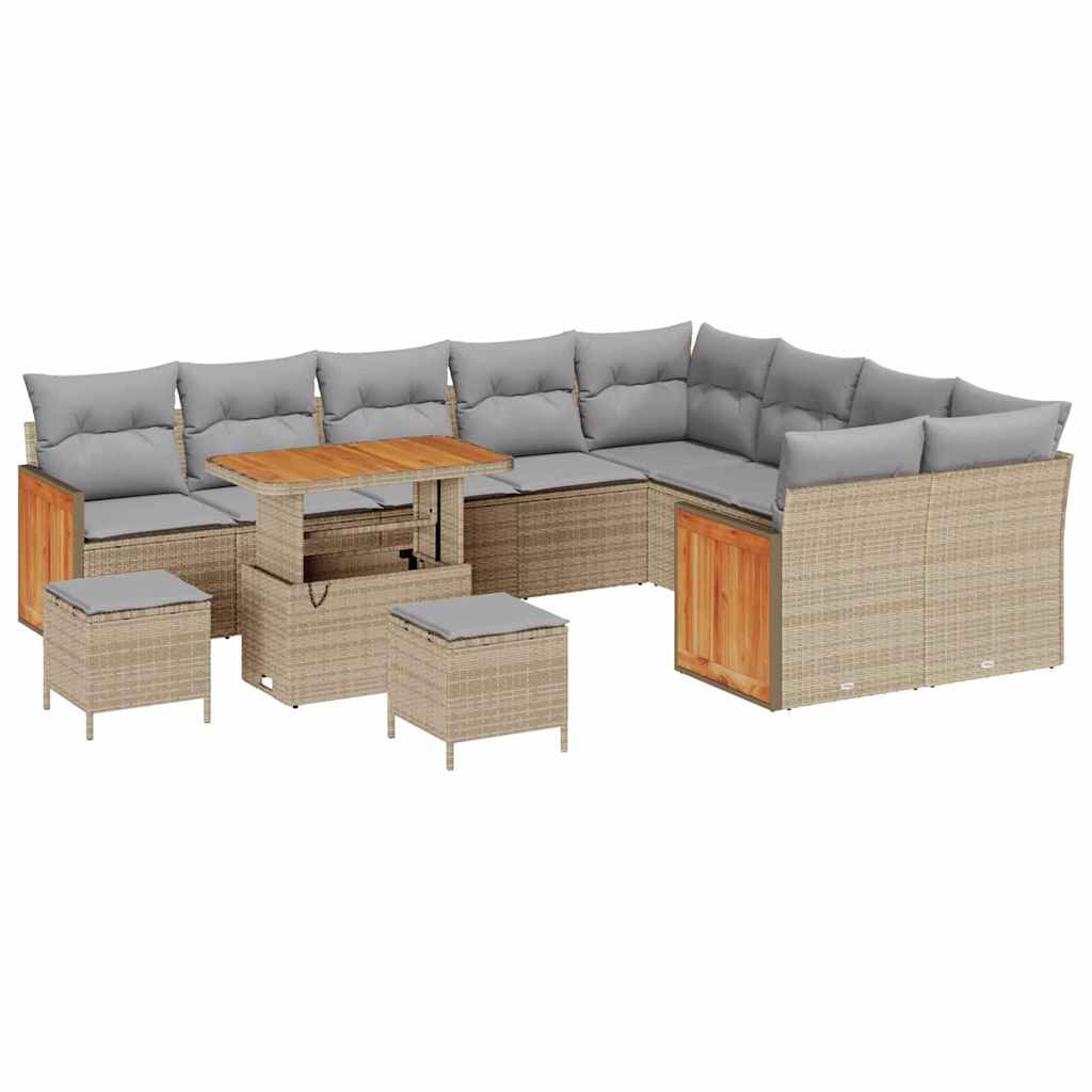 Set Divano da Giardino 13 pcs Beige e Grigio Chiaro polyrattan | homemem39