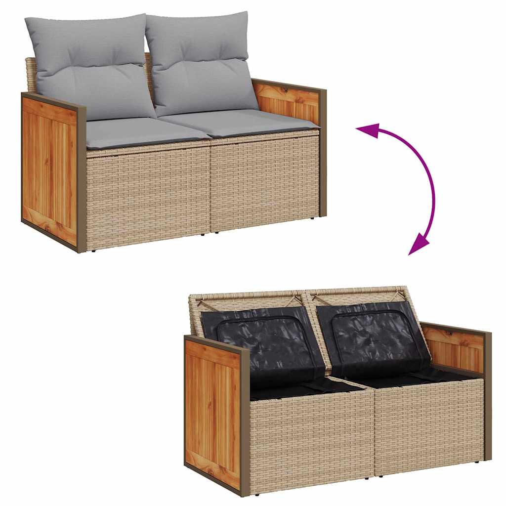 Set Divano da Giardino 13 pcs Beige e Grigio Chiaro polyrattan | homemem39