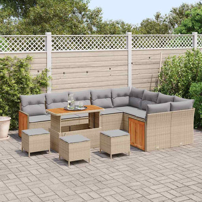 Set Divano da Giardino 14 pcs Beige e Grigio Chiaro polyrattan | homemem39