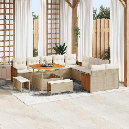 Set Divano da Giardino 17 pcs Beige e Crema polyrattan | homemem39