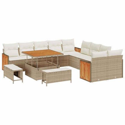 Set Divano da Giardino 17 pcs Beige e Crema polyrattan | homemem39