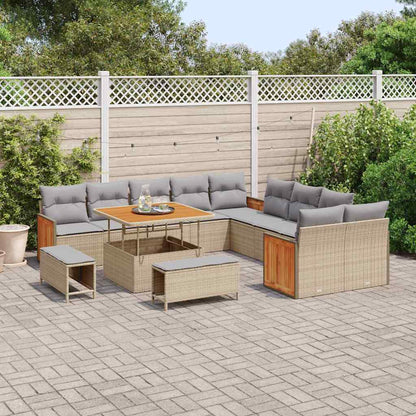Set Divano da Giardino 17 pcs Beige e Grigio Chiaro polyrattan | homemem39