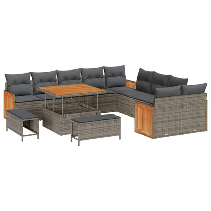 Set Divano da Giardino con cuscino 17 pcs Grigio polyrattan | homemem39