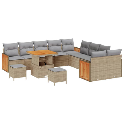 Set Divano da Giardino 17 pcs Beige e Grigio Chiaro polyrattan | homemem39