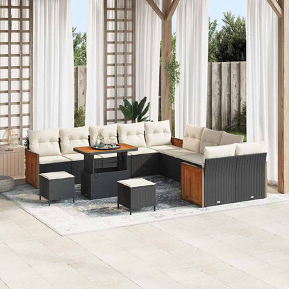 Set Divano da Giardino 17 pcs Nero e Crema polyrattan | homemem39